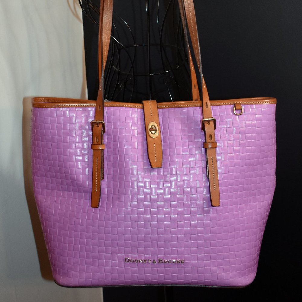 DOONEY & BOURKE Lilac Leather Basket-Weave Like Tote